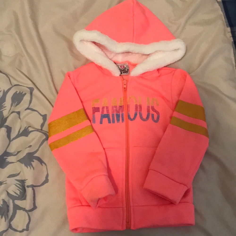 “Famous” coral hoodie 2t